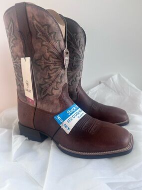Ariat Men's Two-Tone Brown Leather Qualifier Western Cowboy Boots